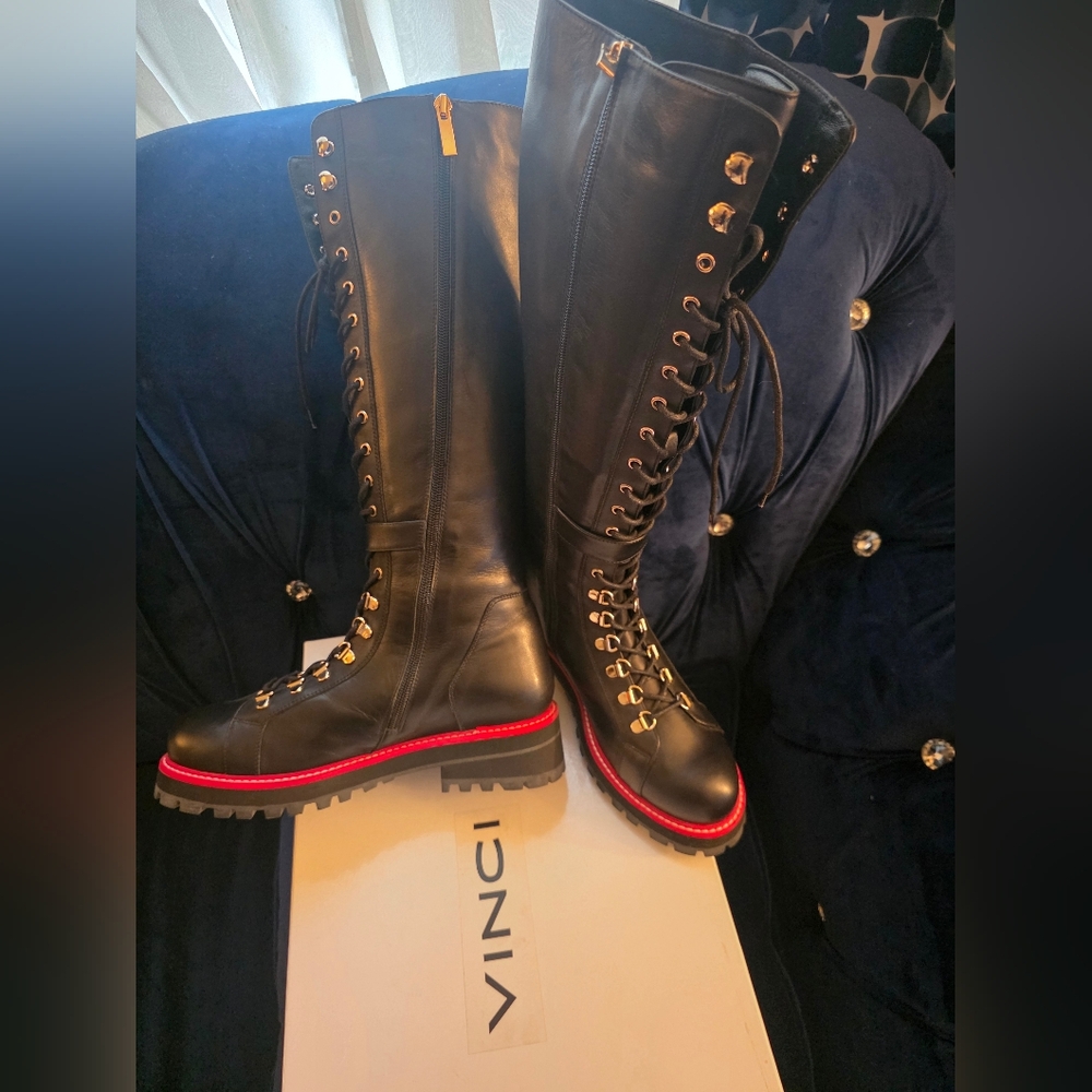 VINCI Istinye Leather Knee High Lace-Up Boots Limited Edition Size EU40/US9.5 - Picture 9 of 16